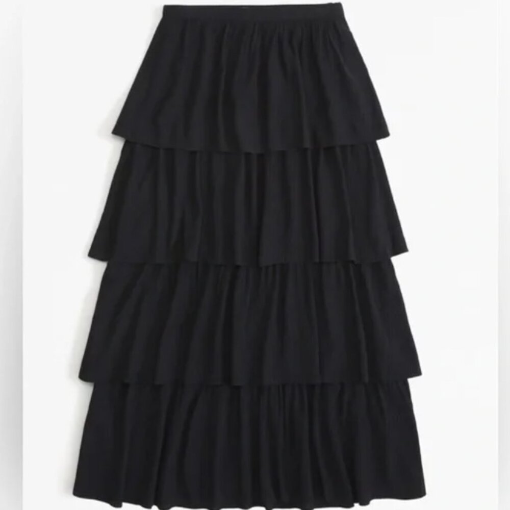 NWT Abercrombie & Fitch Tiered Crinkled Texture Maxi Skirt